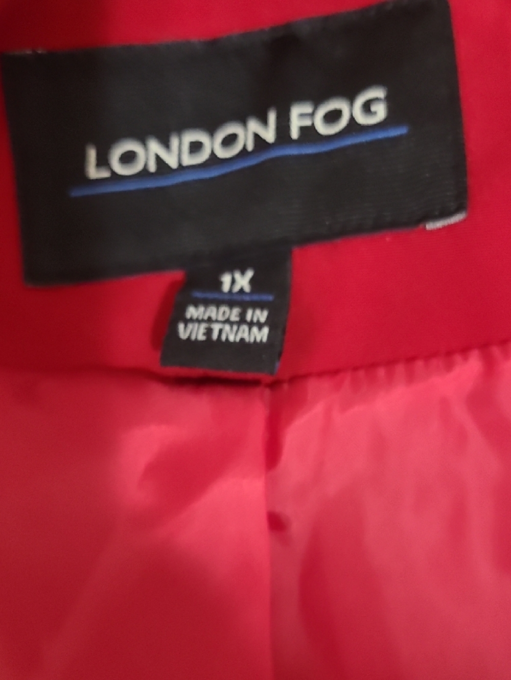 London Fog Crimson Red Trench with Waist Tie - Picture 9 of 12
